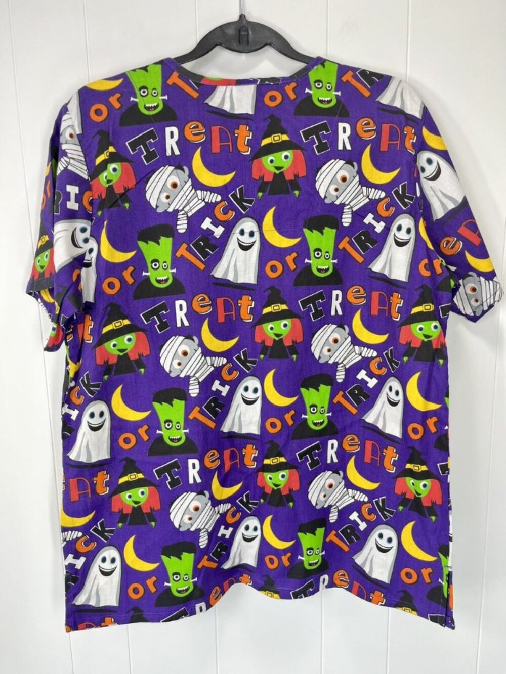 The Scrub Co Scrub Top Sz Large Halloween Ghost Witch Mummy Trick Or Treat EUC - Picture 3 of 6